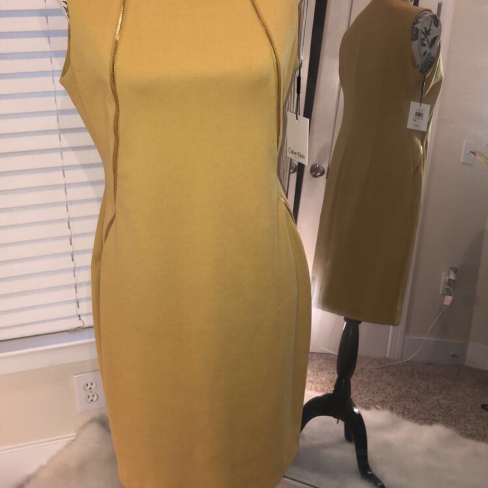 NWT Calvin Klein mustard dress - Picture 5 of 6